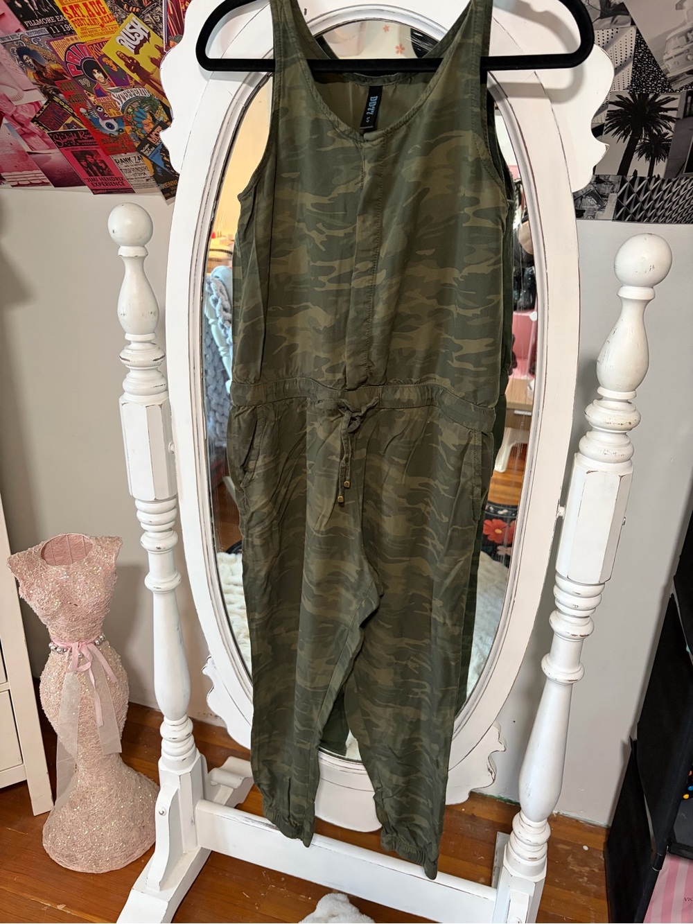 Sleeveless Olive Camo Utility Jumpsuit